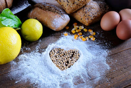 Ingredients on the table of the bakery.