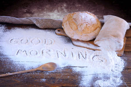 Bread on the table of the bakery.の写真素材