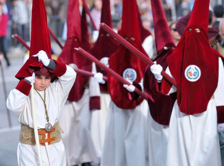 OVIEDO, SPAIN - MARCH 29: Traditional Holy Week procession in March 29, 2015 in Oviedo, Spain....