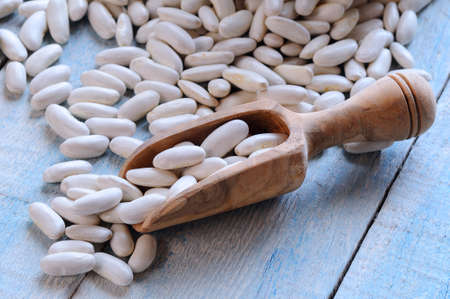 White Beans on the kitchen table for Asturian bean stew