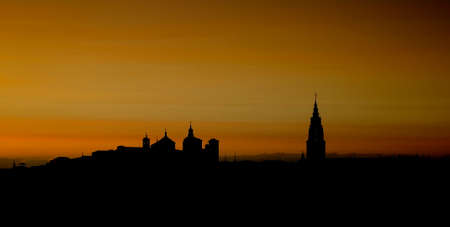 Night view of the skyline of Toledo in Spainの写真素材