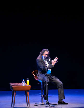 GIJON SPAIN  MAY 30: Legendary flamenco singer Diego el Cigala performs at the Theatre La Laboral in May 30 2015 in Gijon Spain. Special intimate live show to launch his new recordのeditorial素材