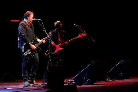 GIJON, SPAIN - APRIL 24: The spanish band Revolver headed by singer Carlos Goni, gave a concert within the tour presenting his new album Babylon in April 24, 2015 in Gijon, Spain.のeditorial素材