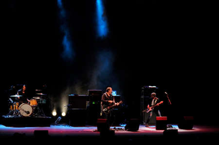 GIJON, SPAIN - APRIL 24: The spanish band Revolver headed by singer Carlos Goni, gave a concert within the tour presenting his new album Babylon in April 24, 2015 in Gijon, Spain.のeditorial素材