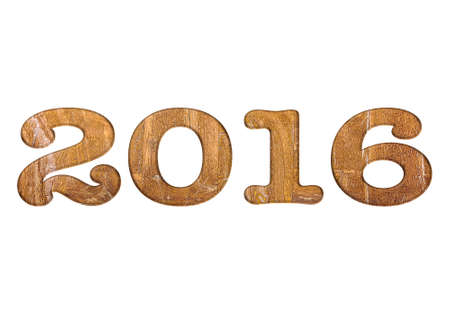 Illustration with 2016 wooden on white background.の写真素材