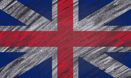 UK flag painted with chalk on a blackboard.の写真素材