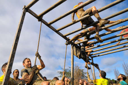 GIJON, SPAIN - JANUARY 31: Farinato Race, extreme obstacle race in January 31, 2016 in Gijon, Spain....
