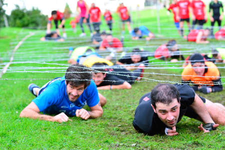 GIJON, SPAIN - JANUARY 31: Farinato Race, extreme obstacle race in January 31, 2016 in Gijon, Spain....