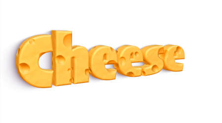 3D rendering of Cheese word against of white background.Isolatedの写真素材