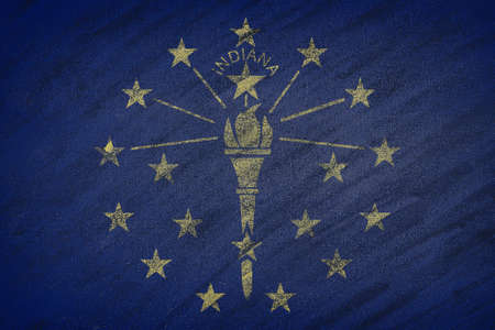 Close-up of national Indiana state flag painted with colored chalk on a blackboard.の写真素材