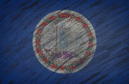 Close-up of national Virginia state flag painted with colored chalk on a blackboard. 3D renderingの写真素材