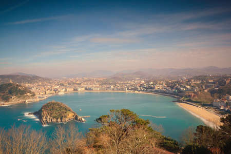 La Concha Bay seen from Igeldo Mount. Donostia-San Sebastian. Basque Country. Gipuzkoa. Spain. Europe.の写真素材