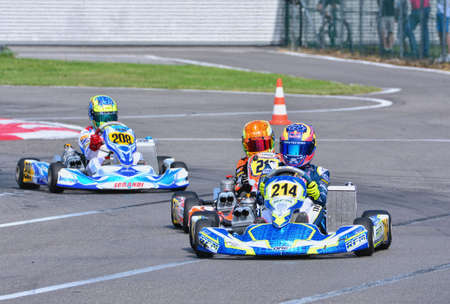 ASTURIAS, SPAIN - JUNE 10: CIK-FIA European Karting Championship at the Fernando Alonso Circuit in Asturias, Spain on June 10, 2017. Jack Doohan number 224 of Ricky Flynn Motorsport team.のeditorial素材