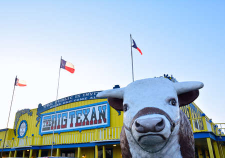 AMARILLO, TEXAS - JULY 20: Big Texan Steak Ranch, famous steakhouse restaurant and motel located in Amarillo, Texas on July 20, 2017.のeditorial素材
