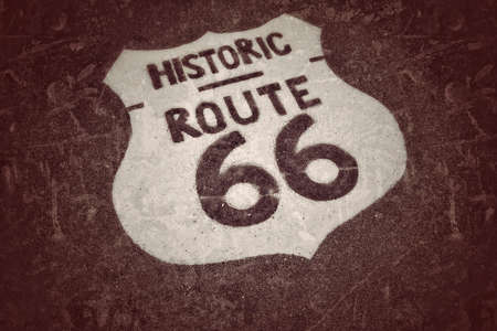 Historic U.S. old Route 66 sign.の写真素材