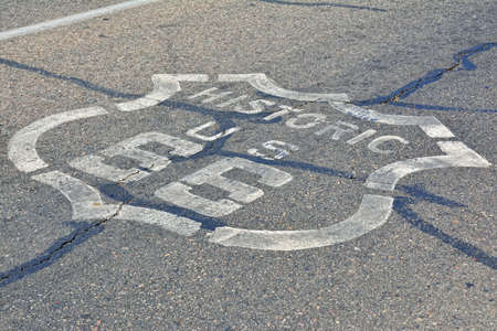 Sign on historic route 66 in the Mojave desert