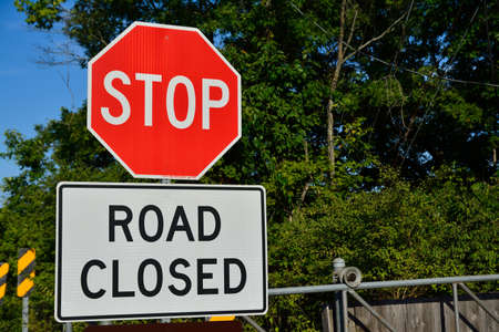Road closed sign on the street.