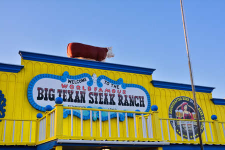 AMARILLO, TEXAS - JULY 20: Big Texan Steak Ranch, famous steakhouse restaurant and motel located in Amarillo, Texas on July 20, 2017.のeditorial素材