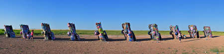 Amarillo, Texas - July 21, 2017 : Cadillac Ranch in Amarillo. Cadillac Ranch is a public art installation of old car wrecks and a popular landmark on historic Route 66のeditorial素材