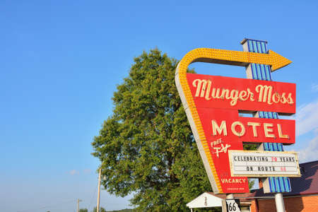 Lebanon, Missouri, Usa - July 18, 2017 : Munger Moss Motel and vintage neon sign on historic Route...