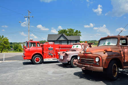 Galena, Kansas - July 19, 2017: Cars on the Route in Galena, Kansas is a fun stop on Old US Highway...