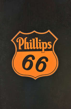 Oklahoma, Usa - July 20, 2017: Phillips 66 gas station sign and logo. The Phillips 66 Company is an...