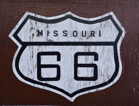 Historic U.S. old Route 66 sign in Missouri.の写真素材