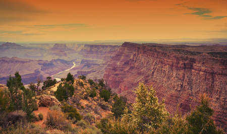 South Rim Grand Canyon before sunset, Arizona, US.