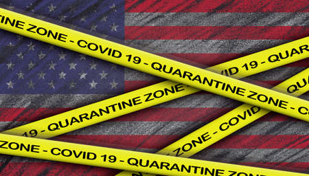 Patriotic inspirational positive quote about novel coronavirus covid-19 pandemic. Quarantine zone -...
