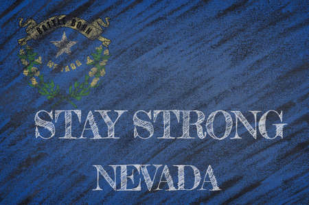 COVID-19 warning. Quarantine zone Covid 19 on Nevada ,flag illustration. Coronavirus danger area, quarantined country. Stay strong.の写真素材