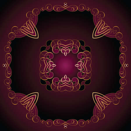 calligraphic luxury vignette borderのイラスト素材