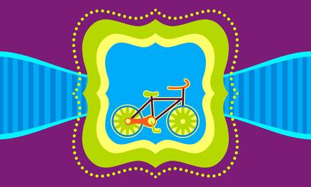Bicycle on decorated  card design templateのイラスト素材