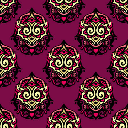 Purple Damask flower seamless vector vintageのイラスト素材
