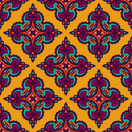 Damask  yellow abstract seamless patternのイラスト素材