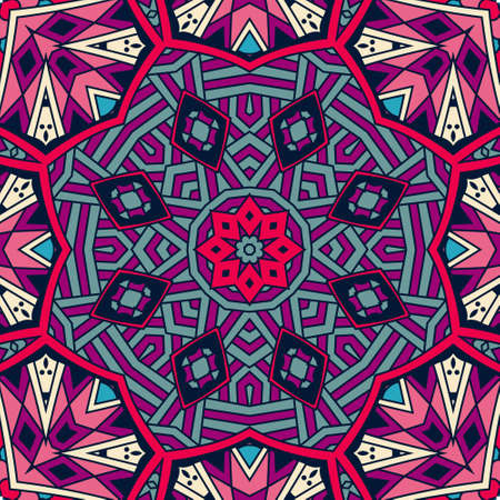 Abstract festive colorful mosaic vector ethnic tribal patternのイラスト素材