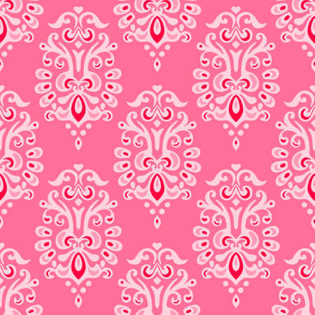 Cute pink Abstract seamless ornamental pattern for fabric. Luxury damask vintage designのイラスト素材