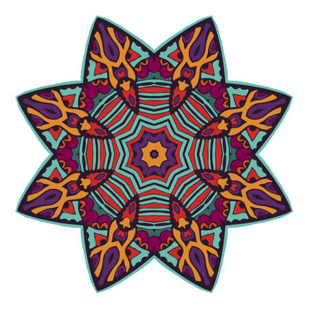 colorful mandala design abstract pattern. doodle star signのイラスト素材