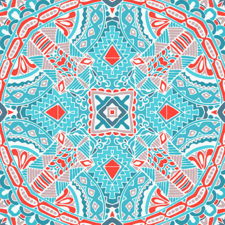 doodle  abstract ornamental color illustration with stylized covering. winter frosty background seamless patternのイラスト素材