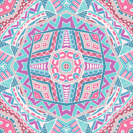 cute ethnic geometric seamless pattern doodle backgroundのイラスト素材