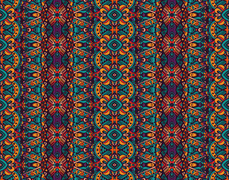 ethnic striped fashion pattern for fabric. Abstract geometric mosaic vintage seamless pattern ornamental.のイラスト素材