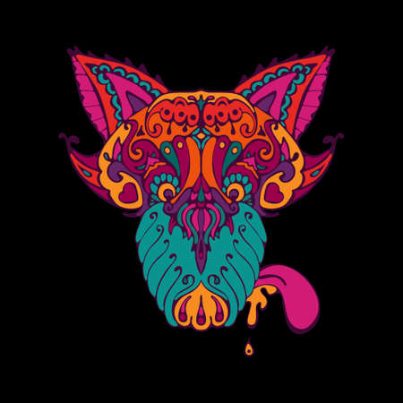 Totem animal wolf dog or fox doodle.のイラスト素材