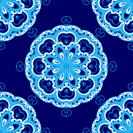 Abstract winter seamless ornamental snowflake  vector patternのイラスト素材