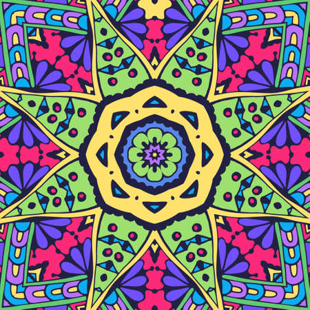 Abstract Tribal indian mosaic motif seamless pattern. Bohemian Geometric printのイラスト素材