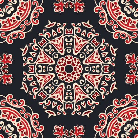 Abstract seamless ornamental vector pattern for fabricのイラスト素材
