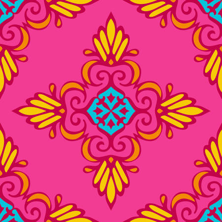 Damask vector festive pink abstract seamless patternのイラスト素材