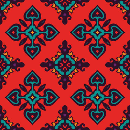 bright colorful Damask seamless tiled vector design for fabricのイラスト素材