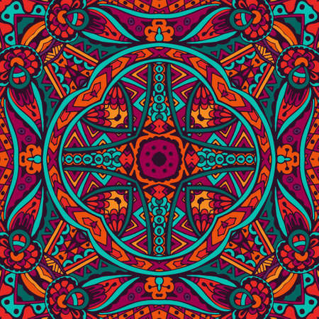 Festive Colorful Tribal ethnic seamless vector pattern ornamental. Geometric printのイラスト素材