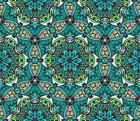 green floral mosaic patternのイラスト素材