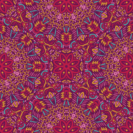 Tribal indian ethnic seamless design. Geometric mandala frame borderのイラスト素材
