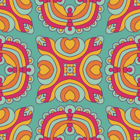 Retro vintage ethnic pattern for fabric. Abstract geometric mosaic vintage seamless pattern ornamental.のイラスト素材